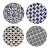 Storied Home 4-Piece Round Stoneware Coasters with Pattern, Blue and White - 4 of 4