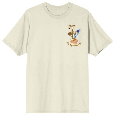Looney Tunes Road Runner & Wile E. Coyote Front & Back Art Adult Tofu Crew Neck Short Sleeve T-shirt