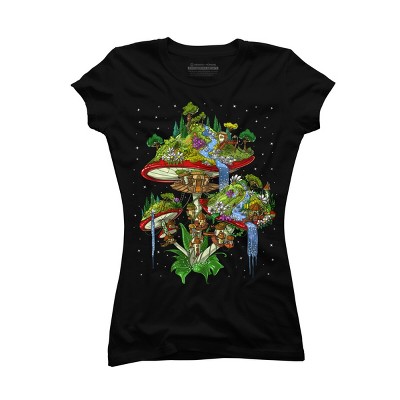 Junior's Design By Humans Magic Mushrooms Island By underheaven T-Shirt