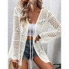 Clearlove Women Knitted Cardigan Lightweight Tie Front Hollow Out Long Sleeves Summer Knit Cover Cardigans - 4 of 4
