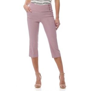 Rekucci Women’s Pull-On Comfort Capri Pants with Back Lacing Detail & Pockets – Mid-Rise Stretch Capris - 1 of 4