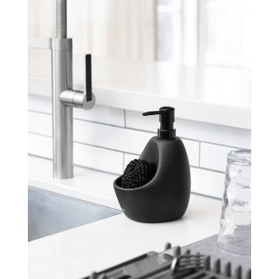 Black Stainless Steel Soap Dispenser with Scrubby Caddy
