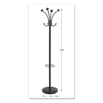 Black Powder-Coated Steel Floor Coat Rack with Umbrella Stand
