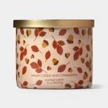 14oz Halloween Warm Cider & Cinnamon Jar Fall Leaves with Lid Candle Off-White - Hyde & EEK! Boutique™