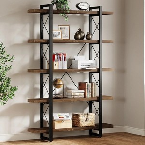 Hommoo 5-Tier Solid Wood Bookshelf with Metal Frame Brown - 1 of 4