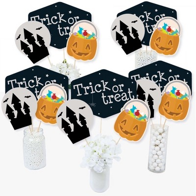 Big Dot of Happiness Trick or Treat - Halloween Party Centerpiece Sticks - Table Toppers - Set of 15