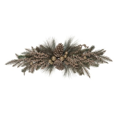 Transpac Golden Pine Artificial Swag for Christmas Tabletop Decoration Indoor Gift Hostess Gifts Beautifully Crafted
