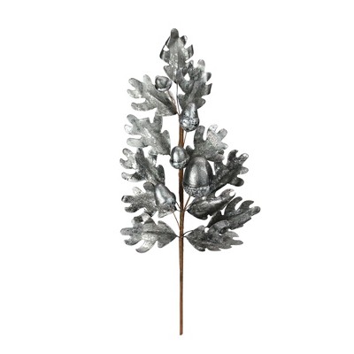 Raz Imports 22.5" Silver Metallic Fall Autumn Acorn and Oak Leaf Spray