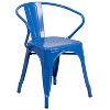 Emma and Oliver Commercial Grade 30" Round Blue Metal Indoor-Outdoor Table Set with 4 Arm Chairs - image 4 of 4