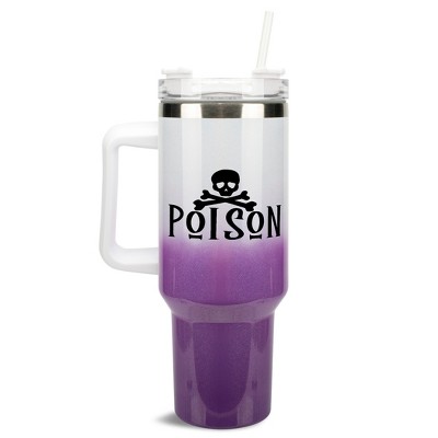Elanze Designs Poison Skull Cross Bones 40 oz. Stainless Steel, Large Water Bottle Coffee Mug, Spill & Leak Resistant, Thermal Travel Tumbler with