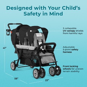 Gaggle by Foundations Compass 3 Seat Stroller, Lightweight Tandem Triple Stroller, Easy Fold, Black - 1 of 4