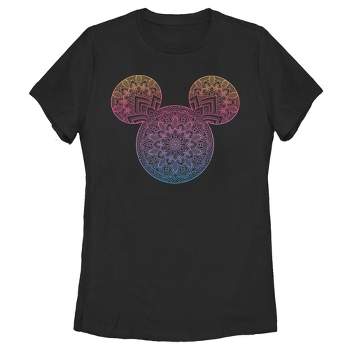 Women's Mickey & Friends Colorful Mandala Mickey Mouse Logo T-Shirt