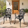 Cast Aluminum Patio Armchair With Black Frame And Cushions In Beige Colors - 3 of 4
