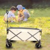 SKRAN Heavy Duty Utility Beach Folding Wagon Cart for Sand with Big Wheels, Adjustable Handle Drink Holders for Shopping,Camping,Garden and Outdoor - 2 of 4