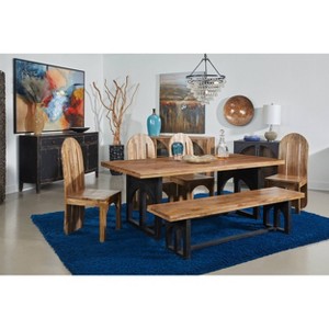 Treasure Trove Accents Dining Bench Gateway Natural/Nightshade Black: Solid Mango Wood, 220 lbs Capacity - 1 of 4