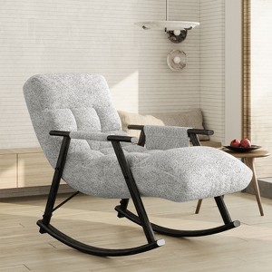 KTMBDW Casual Rocking Chair, Teddy Upholstered Rocker with Side Pocket, Modern Lounge Accent Chairs for Nursery, Living Room, Bedroom - 1 of 4