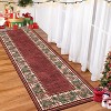 2x6 Christmas Runner Rug, Washable, Xmas Pine Cones Accent, Non-Slip, Soft Low-Pile Carpet for Kitchen, Hallway, Living Room, Laundry, Red - 2 of 4