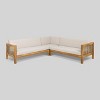 Linwood 3pc Wood and Wicker Sectional Sofa Set Teak/Beige - Christopher Knight Home: Acacia Frame, Weather-Resistant - 2 of 4