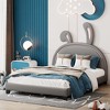 Full Size Upholstered Leather Platform Bed, with Ears, Easy Assembly, for Kids - 2 of 4