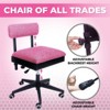 Pink Power Sewing Chair with Wheels and Adjustable Back Support - Ergonomic Hydraulic Armless Sewing Machine Chair for Crafting, Quilting (Pink) - 3 of 4