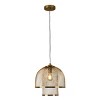 PAKOKULA 1-Light Gold Dome Pendant Light with Double Tier Open Metal Cage Mesh Shade - 2 of 4
