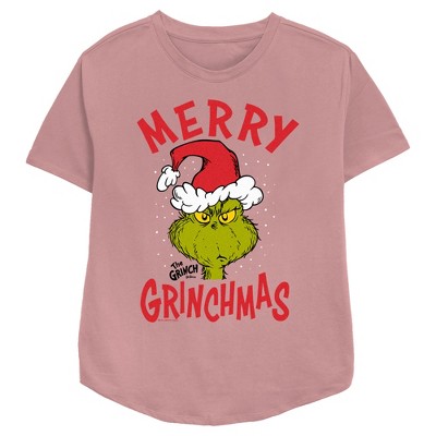 Women's Dr. Seuss Merry Grinchmas T-shirt - Mauve - Small : Target