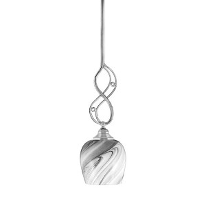 Toltec Lighting Jazz 1 - Light Pendant in  Chrome with 6" Onyx Swirl Shade - 1 of 1