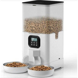 Double Automatic Cat Feeder for 2 Cats, Timed Food Dispenser with 2 Stainless Steel Bowls - 1 of 4