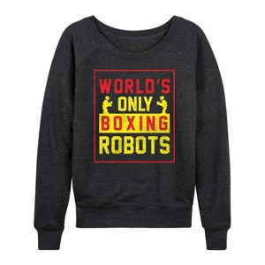 Women's - Rock 'Em Sock 'Em Robots - Worlds Only Boxing Robots Lightweight French Terry Slouchy - 1 of 4