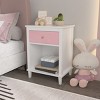 ChicFurnit Nightstands Wooden Bedside Table Night Stand with Drawer and Shelf Modern End Table for Bedroom Storage, Pink, 19.7"*15"*26.8" - 3 of 4