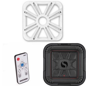 Kicker 46L7T104 L7T L7-Thin 10-Inch (25cm) Subwoofer, Dual Voice Coil, 4-Ohm, 500 Watt w/ White LED Grill & Remote Bundle - 1 of 4