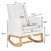 VECELO Modern Upholstered Rocking Chair with Padded Seat & Solid Wood Base, Linen Rocker Armchair for Living Room, White/Gray - 3 of 4