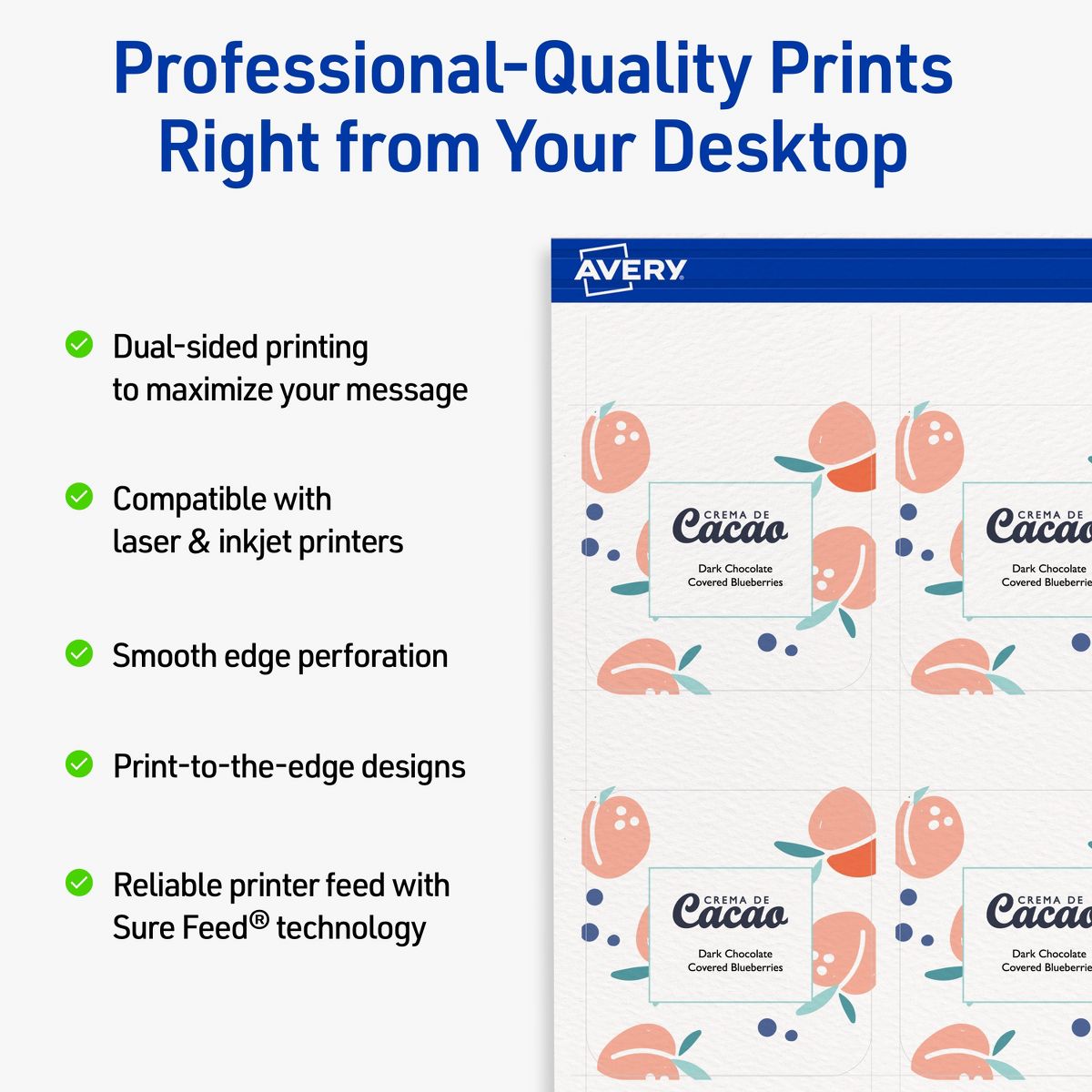 Avery Matte White Business Cards, 2-1/2" x 2-1/2" Square Rounded Corners - thumbnail 2