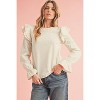 I AM A FASHION JUNKY Beige Corduroy Round Neck Ruffled Flounce Sleeve Blouse - 4 of 4