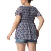 Agnes Orinda Women's Plus Size Floral Peplum Smock Waist Crew Neck Flare Short Sleeve Casual Chiffon Blouses - 4 of 4