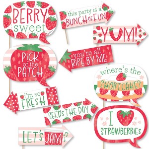 Big Dot of Happiness Funny Berry Sweet Strawberry - Fruit Themed Birthday Party or Baby Shower Photo Booth Props Kit - 10 Piece - 1 of 4