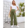 Maternity Pants Women's Smocked High Waisted Comfy Wide Leg Long Pants Pregnancy Casual Loose Yoga Lounge Sweatpants - 2 of 4