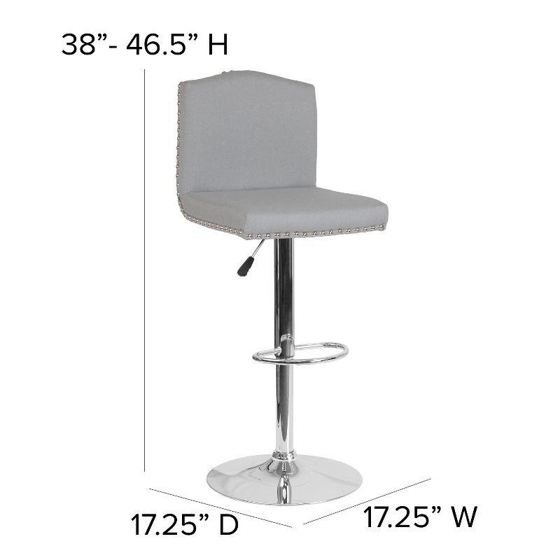 Flash Furniture Bellagio Contemporary Adjustable Height Crown Back Barstool with Accent Nail Trim, 4 of 11