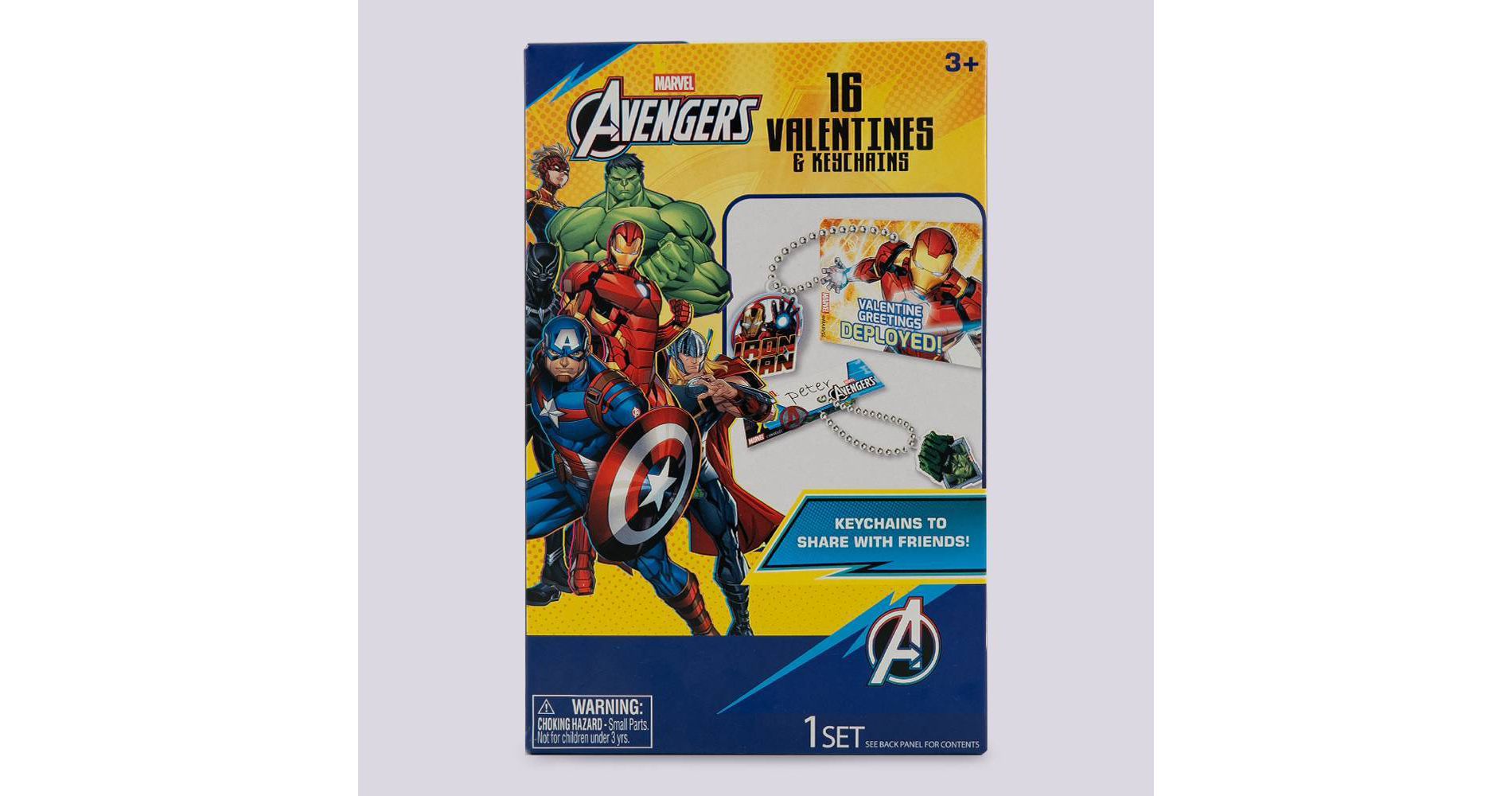 Marvel 16ct Avengers Valentine's Day Cards and Keychain
