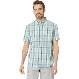 U.S. Polo Assn. Men's Short Sleeve CVC Yarn-Dye Poplin Woven Button Down Shirt - 1 of 3