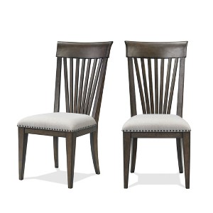 Roundhill Furniture Grant Nailhead Trim Upholstered Dining Chairs, Beige, Set of 2, - 1 of 4
