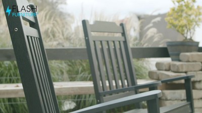 Sleek Black Poly Resin All-Weather Rocking Chair