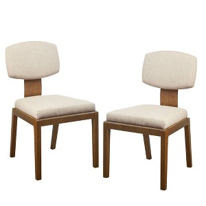 Ink+Ivy Set of 2 Lemmy Armless Upholstered Dining Chairs Tan: Contemporary Style, Polyester, Wood Legs - 1 of 4