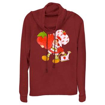Juniors Womens Strawberry Shortcake Cute Berry Gardener Cowl Neck Sweatshirt