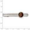 Black Bow Jewelry Stainless Steel & Brown Tiger's Eye Brushed Tie Bar Clip, 13 x 58mm - 3 of 4