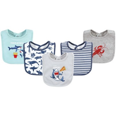Hudson Baby Infant Boys Cotton Bibs, Shark, One Size