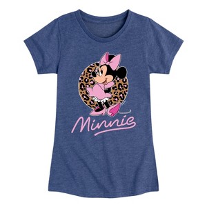 Girls' - Disney - Minnie Leopard Print Fitted Short Sleeve Graphic T-Shirt - 1 of 4