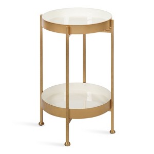 Kate and Laurel Nira Round Metal Side Table, 15x15x24, White and Gold - 1 of 4