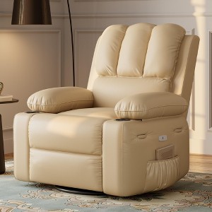 Massage Recliner Chair for Adults, Swivel Rocker with Heat, PU Leather, Remote, Cup Holders, Side Pocket, Wide Recliner for Living Room, Bedroom - 1 of 4