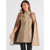 Allegra K Women's Winter Slit Sleeve Double Breasted Cloak Coat - 4 of 4